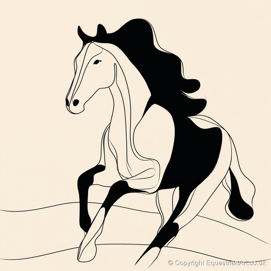 Dynamic Ink Silhouette - horse portrait art print and canvas by Felix Chambers A.I