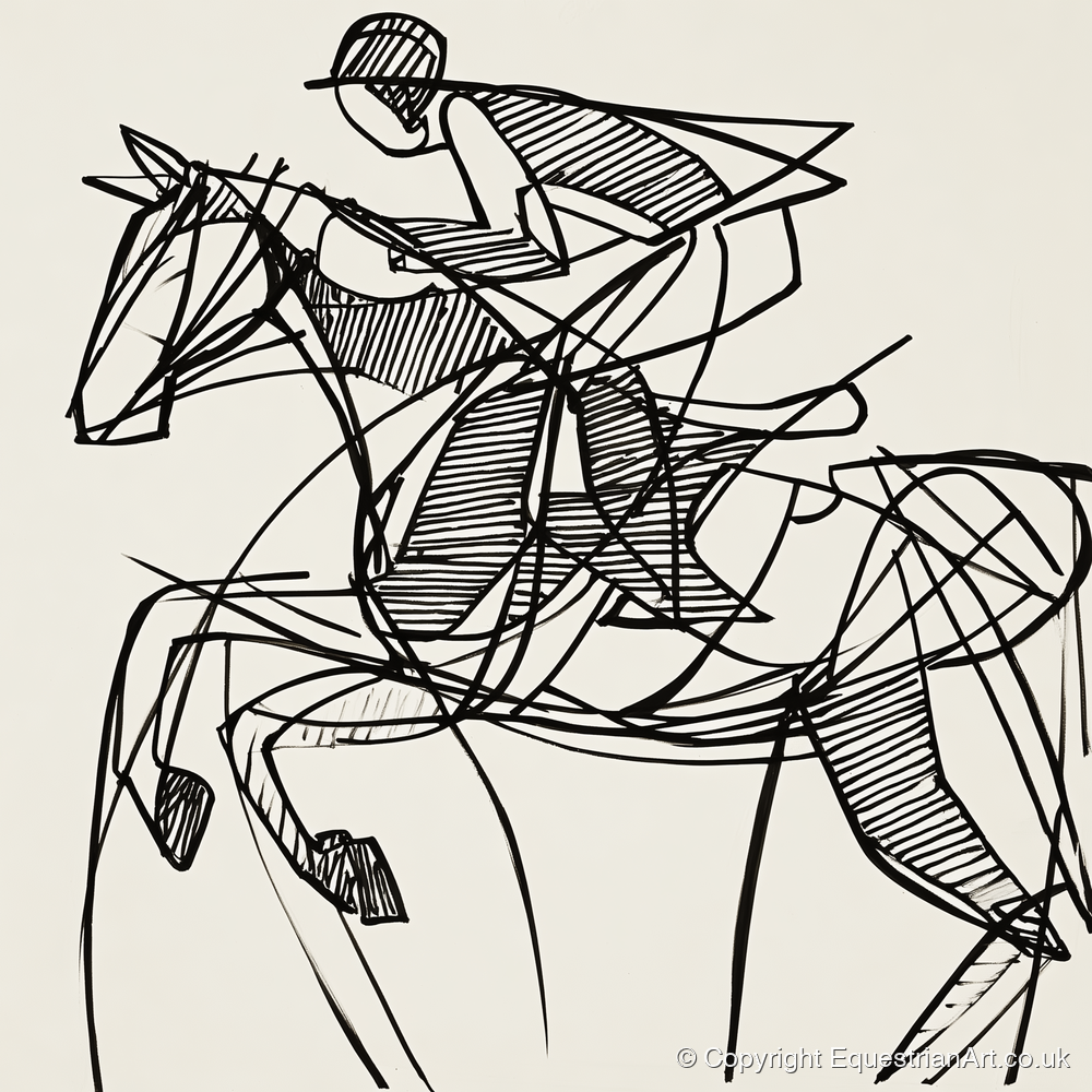 Dynamic Line Jumper - show jumping horse art print and canvas by Conrad Gallagher A.I