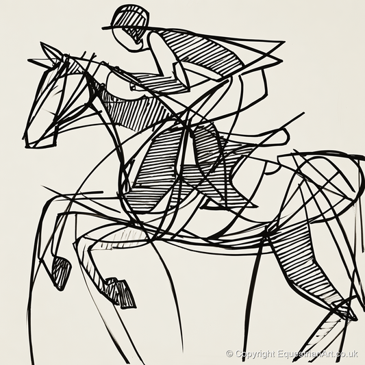 Dynamic Line Jumper - show jumping horse art print and canvas by Conrad Gallagher A.I