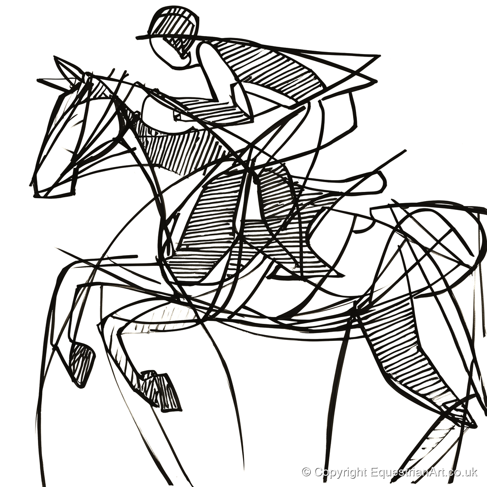 Dynamic Line Jumper - show jumping horse art print and canvas by Conrad Gallagher A.I