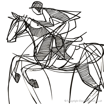 Dynamic Line Jumper - show jumping horse art print and canvas by Conrad Gallagher A.I