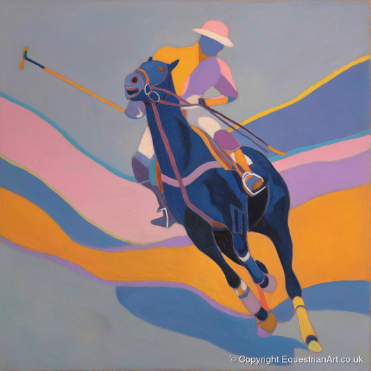 Dynamic Polo Pursuit - polo horse art print and canvas by Helena Ashby A.I