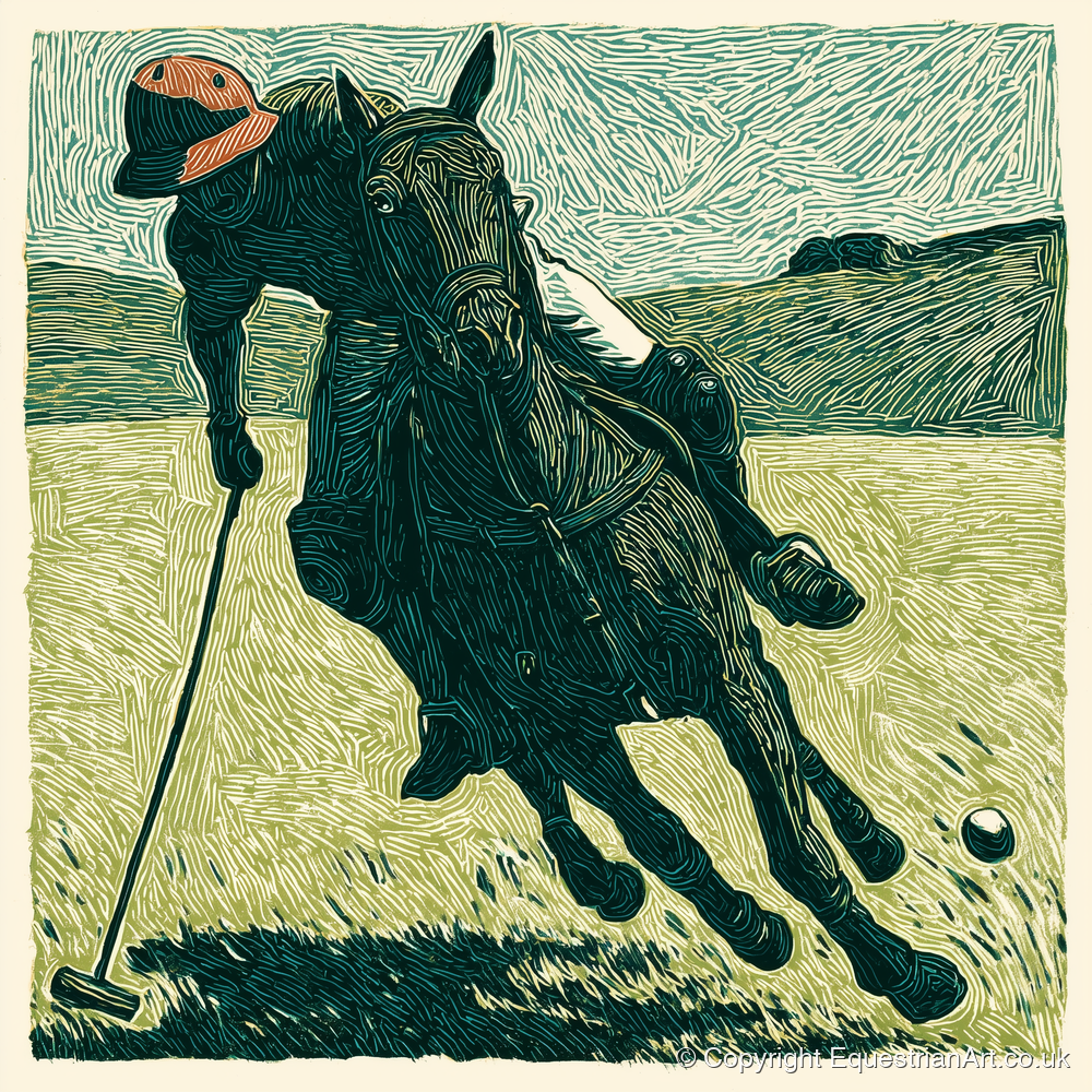 Dynamic Polo Strike - polo horse art print and canvas by Hector Sullivan A.I