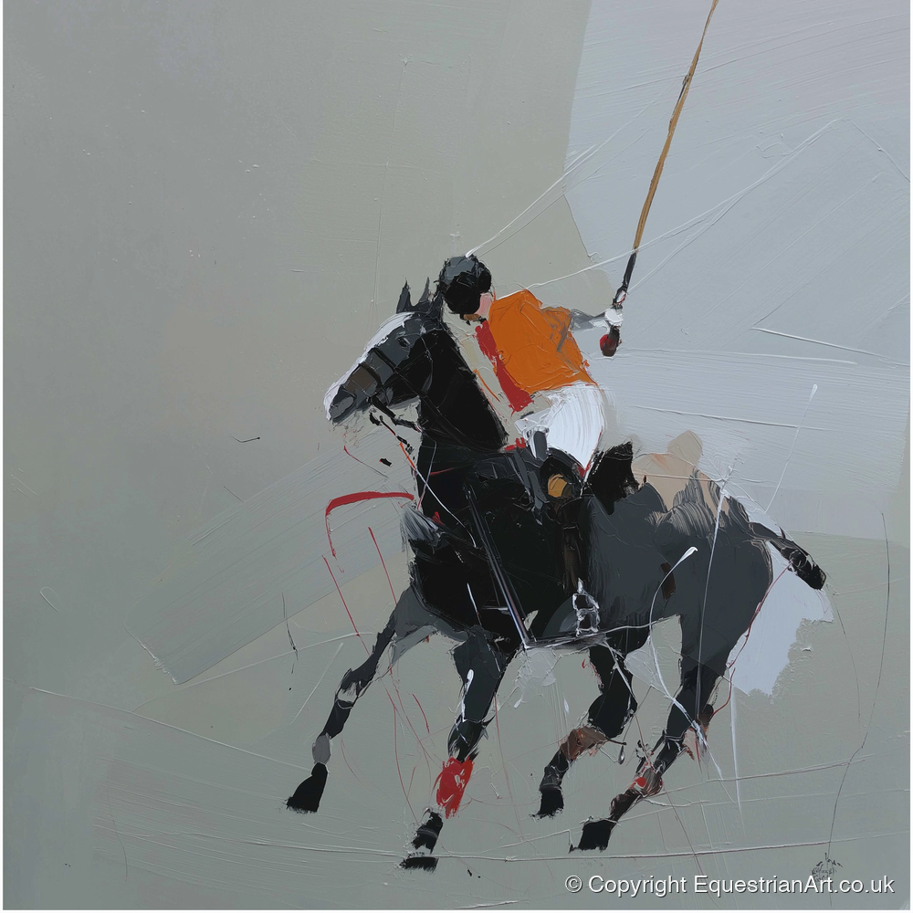 Dynamic Polo Strike - polo horse art print and canvas by Cedric Barrett A.I