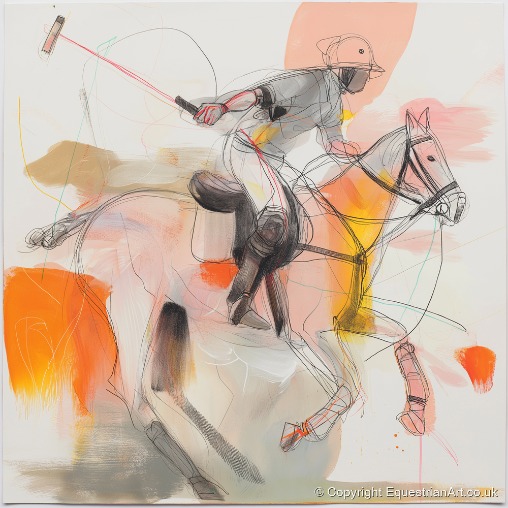 Dynamic Polo Swing - polo horse art print and canvas by Rosemary Haste A.I