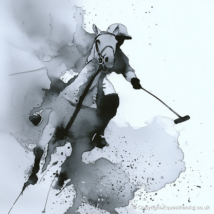 Dynamic Polo Swing - polo horse art print and canvas by Adrian Frost A.I