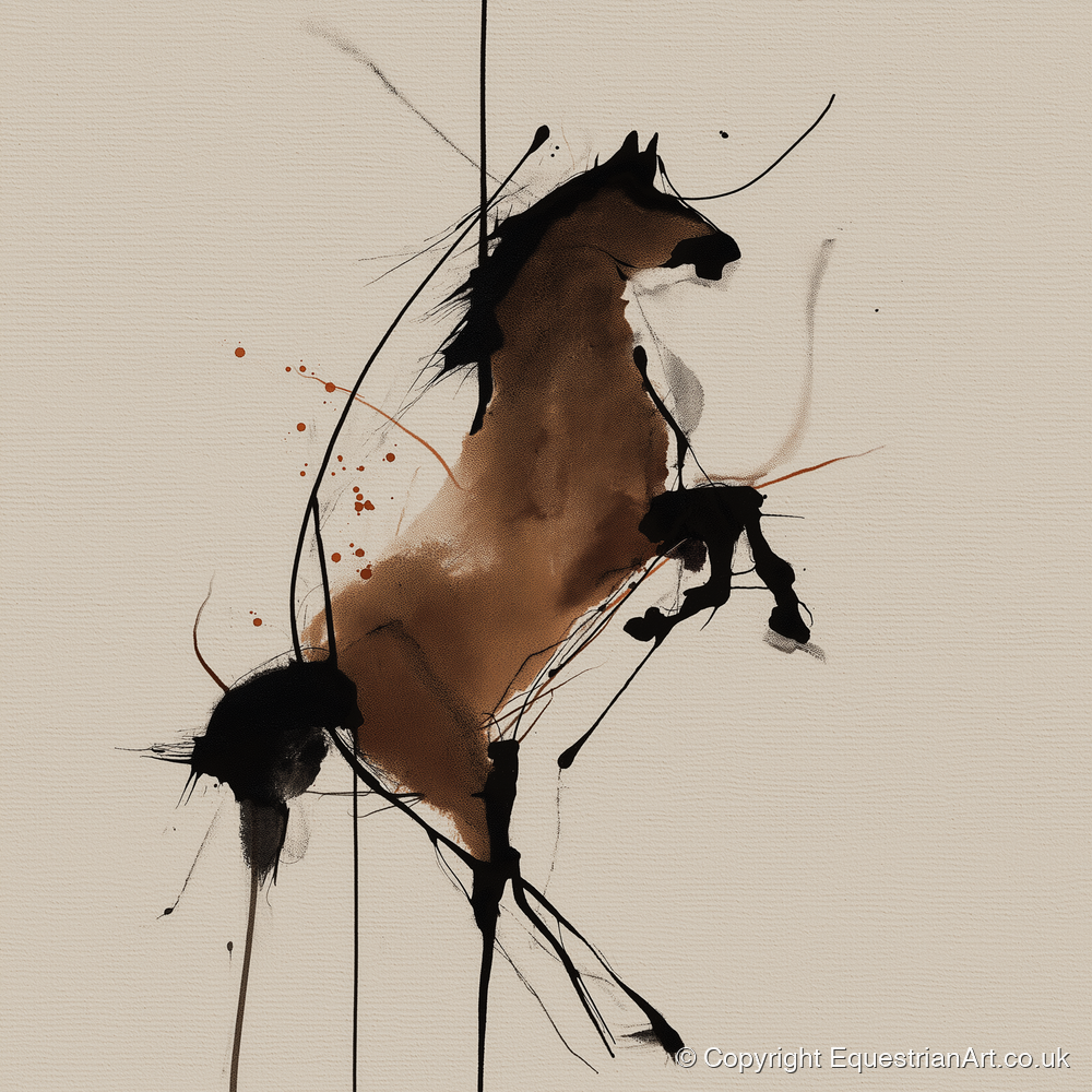 Dynamic Rearing Spirit - horse portrait art print and canvas by Julian Vance A.I
