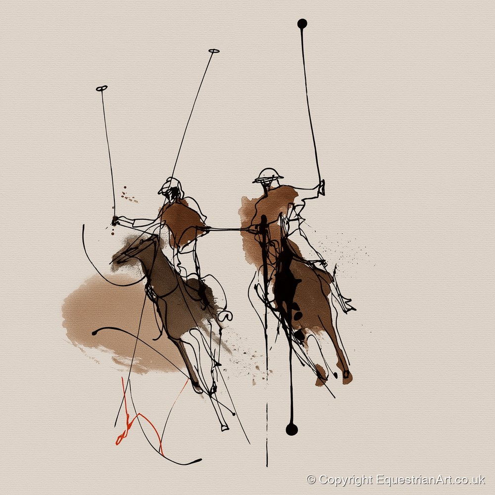 Dynamic Ride Off - polo horse art print and canvas by Julian Vance A.I