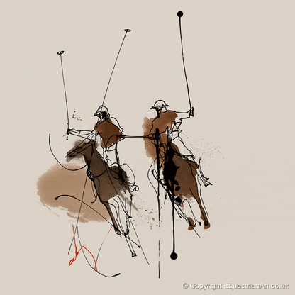Dynamic Ride Off - polo horse art print and canvas by Julian Vance A.I