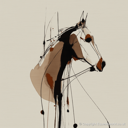 Dynamic Sepia Profile - horse portrait art print and canvas by Julian Vance A.I
