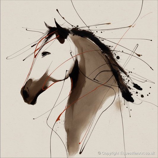 Dynamic Sepia Profile - horse portrait art print and canvas by Julian Vance A.I