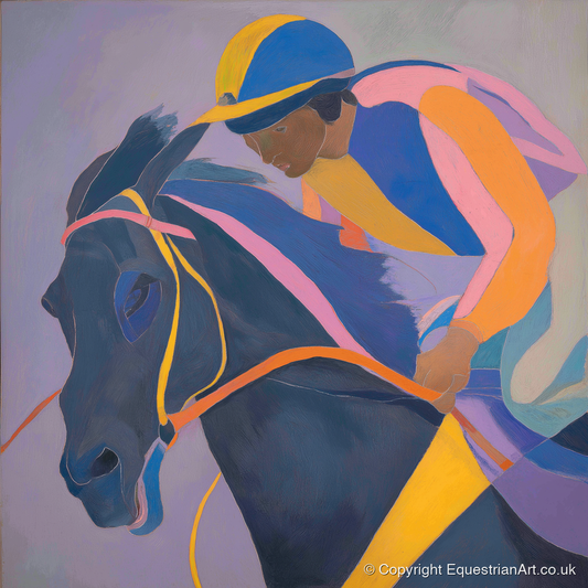 Dynamic Silks - racing horse art print and canvas by Helena Ashby A.I