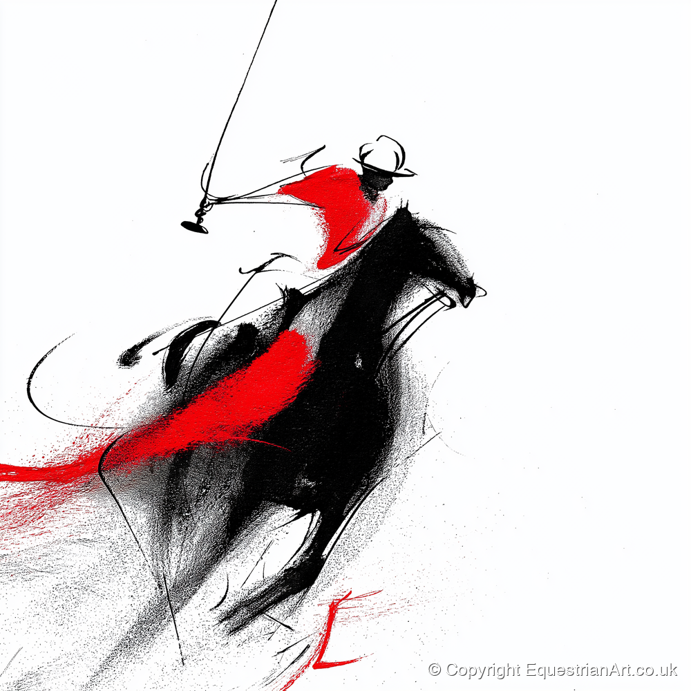 Dynamic Strike - polo horse art print and canvas by Sebastian Vale A.I
