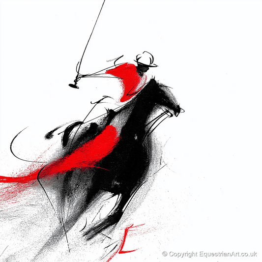 Dynamic Strike - polo horse art print and canvas by Sebastian Vale A.I