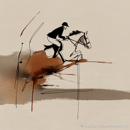 Dynamic Suspension - show jumping horse art print and canvas by Julian Vance A.I