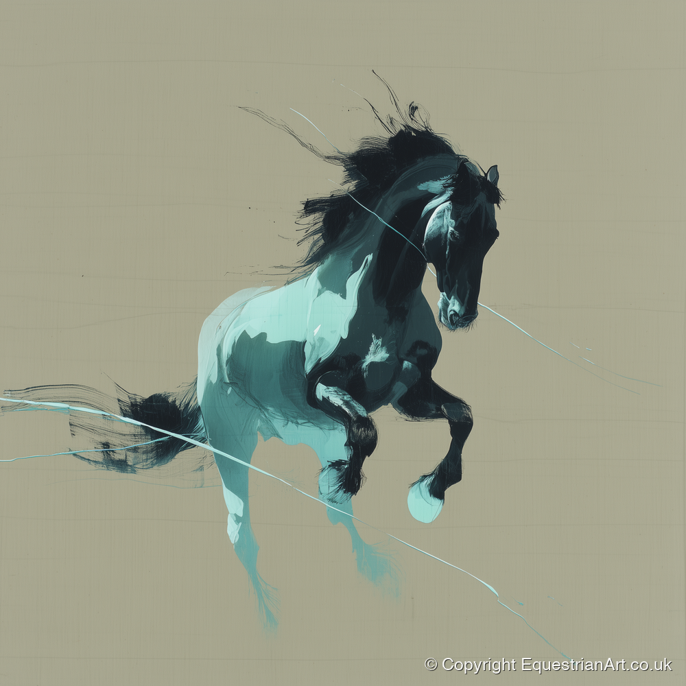 Dynamic Teal Stallion - horse breed art print and canvas by Callum Ross A.I
