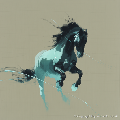 Dynamic Teal Stallion - horse breed art print and canvas by Callum Ross A.I