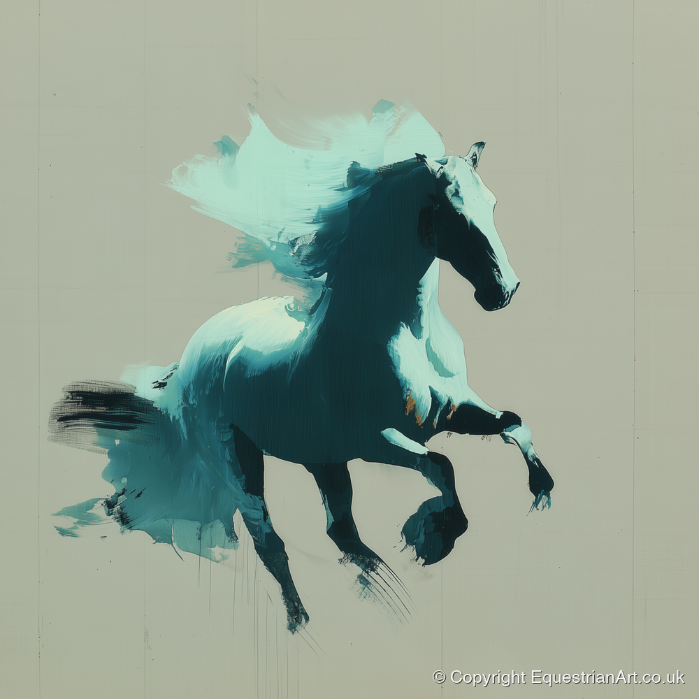 Dynamic Teal Stallion - horse breed art print and canvas by Callum Ross A.I