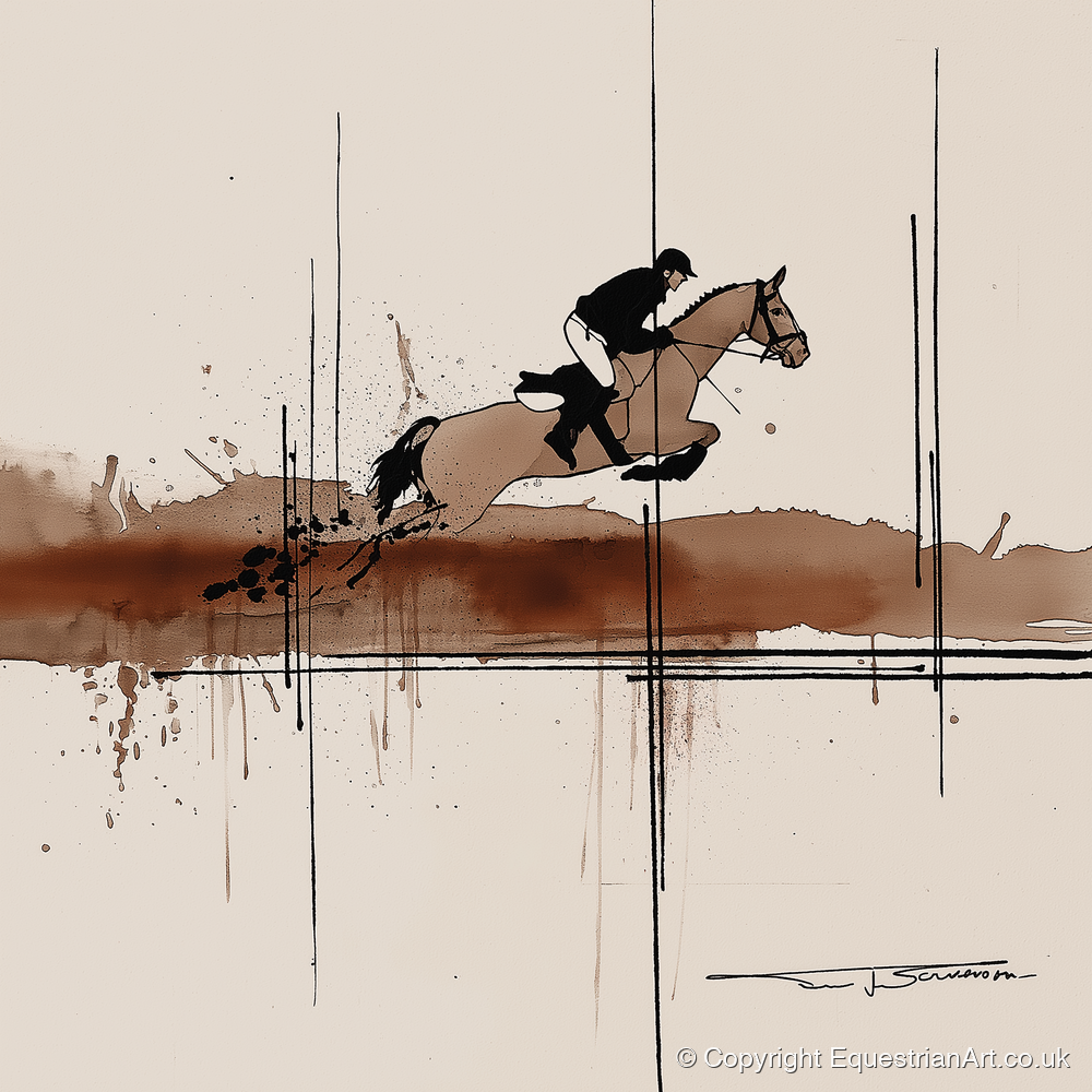 Dynamic Trajectory - show jumping horse art print and canvas by Julian Vance A.I