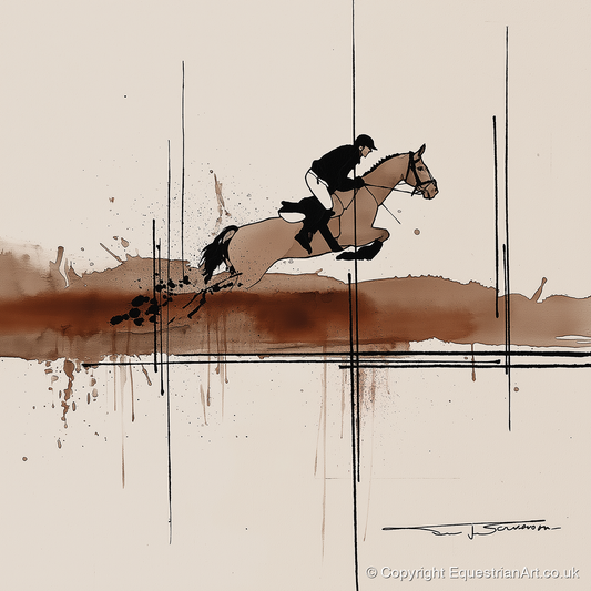 Dynamic Trajectory - show jumping horse art print and canvas by Julian Vance A.I