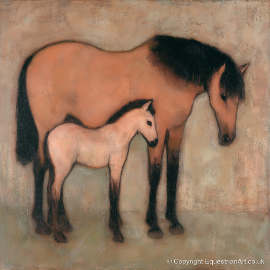 Earthen Bond - mare & foal art print and canvas by Arabella Knight A.I