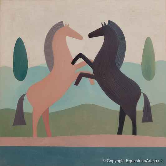 Earthy Equine Harmony - wild horses art print and canvas by Wallace Bingham A.I