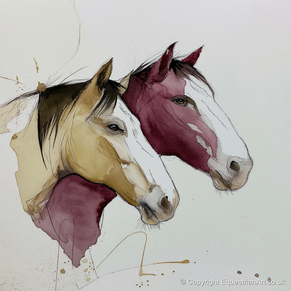 Earthy Equine Profiles - wild horses art print and canvas by Edward Harrington A.I