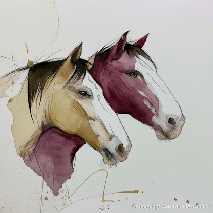 Earthy Equine Profiles - wild horses art print and canvas by Edward Harrington A.I