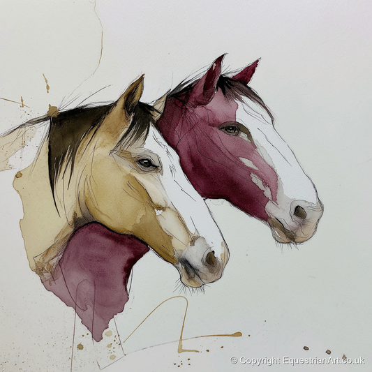 Earthy Equine Profiles - wild horses art print and canvas by Edward Harrington A.I