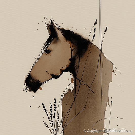 Earthy Equine Silhouette - horse portrait art print and canvas by Julian Vance A.I