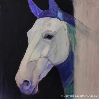 Echoes of Indigo - horse portrait art print and canvas by Marcus Vane A.I