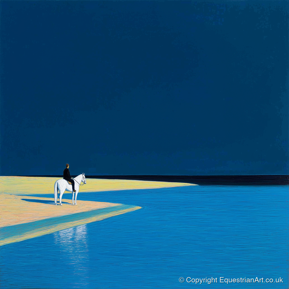 Edge of the Azure - beach horse art print and canvas by Malcolm Hastings A.I
