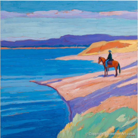 Edge of the Azure - beach horse art print and canvas by Marshall Davies A.I