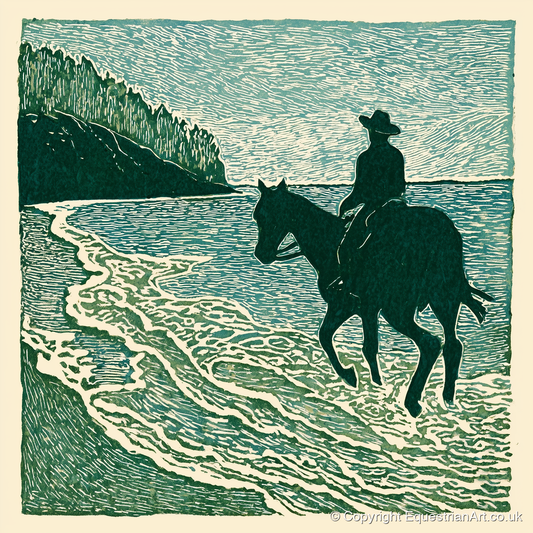 Edge of the Tide - beach horse art print and canvas by Hector Sullivan A.I