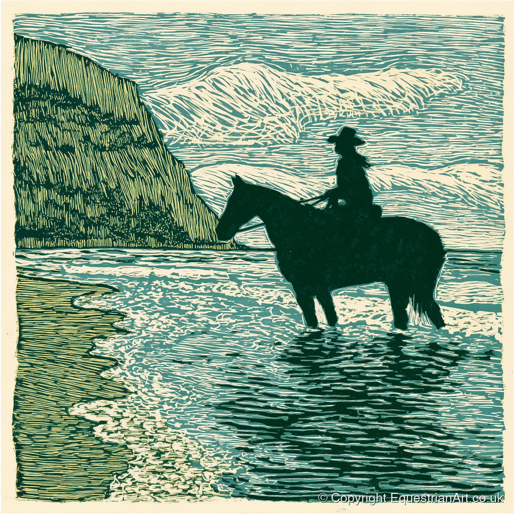 Edge of the Tide - beach horse art print and canvas by Hector Sullivan A.I