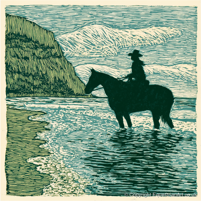 Edge of the Tide - beach horse art print and canvas by Hector Sullivan A.I