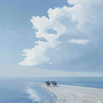 Edge of the Tide - horse landscape art print and canvas by Oscar Pendleton A.I