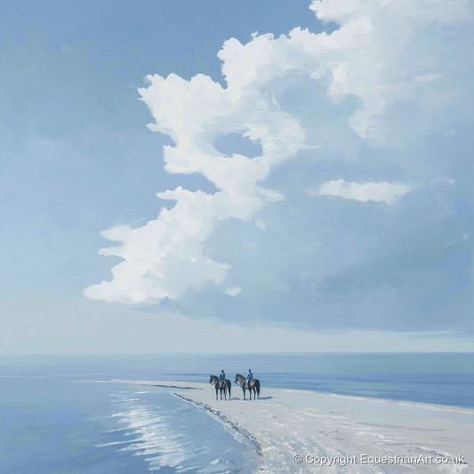 Edge of the Tide - horse landscape art print and canvas by Oscar Pendleton A.I