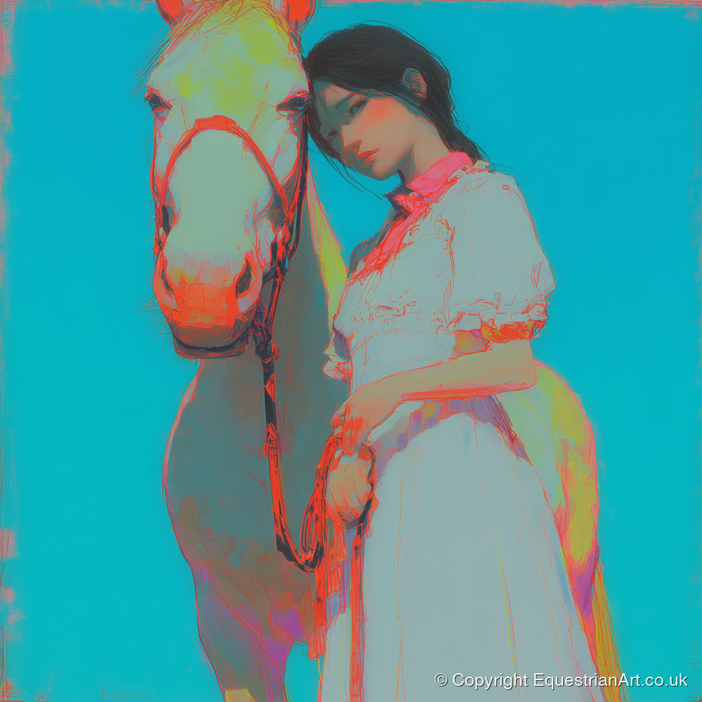 Electric Bond - horse & rider art print and canvas by Evelyn Banks A.I