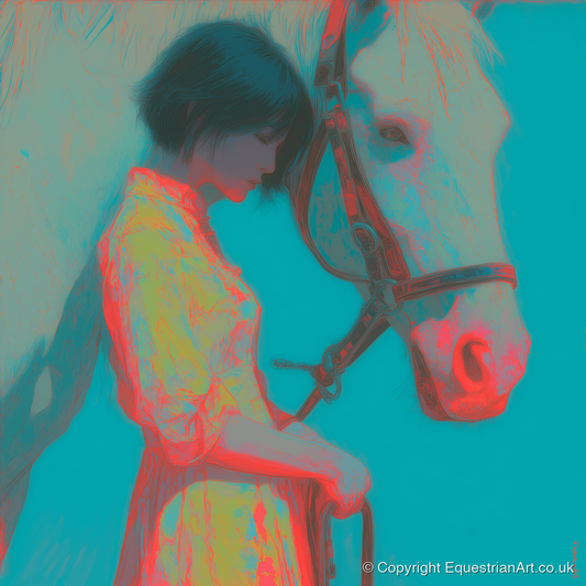 Electric Bond - horse & rider art print and canvas by Evelyn Banks A.I