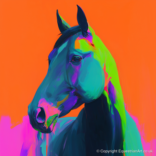 Electric Equine Spirit - horse portrait art print and canvas by Lucian Prescott A.I