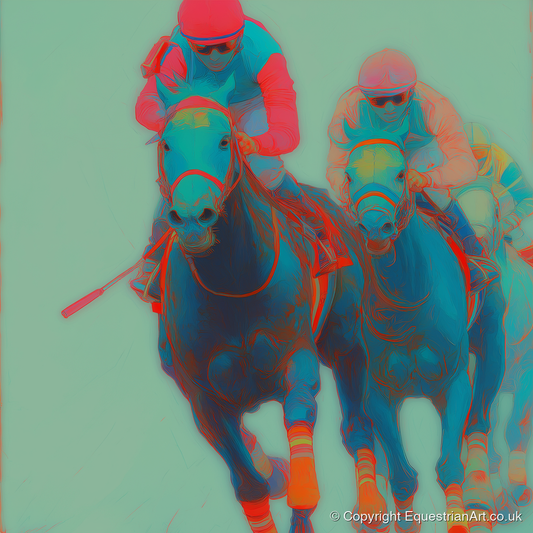 Electric Furlong - racing horse art print and canvas by Evelyn Banks A.I