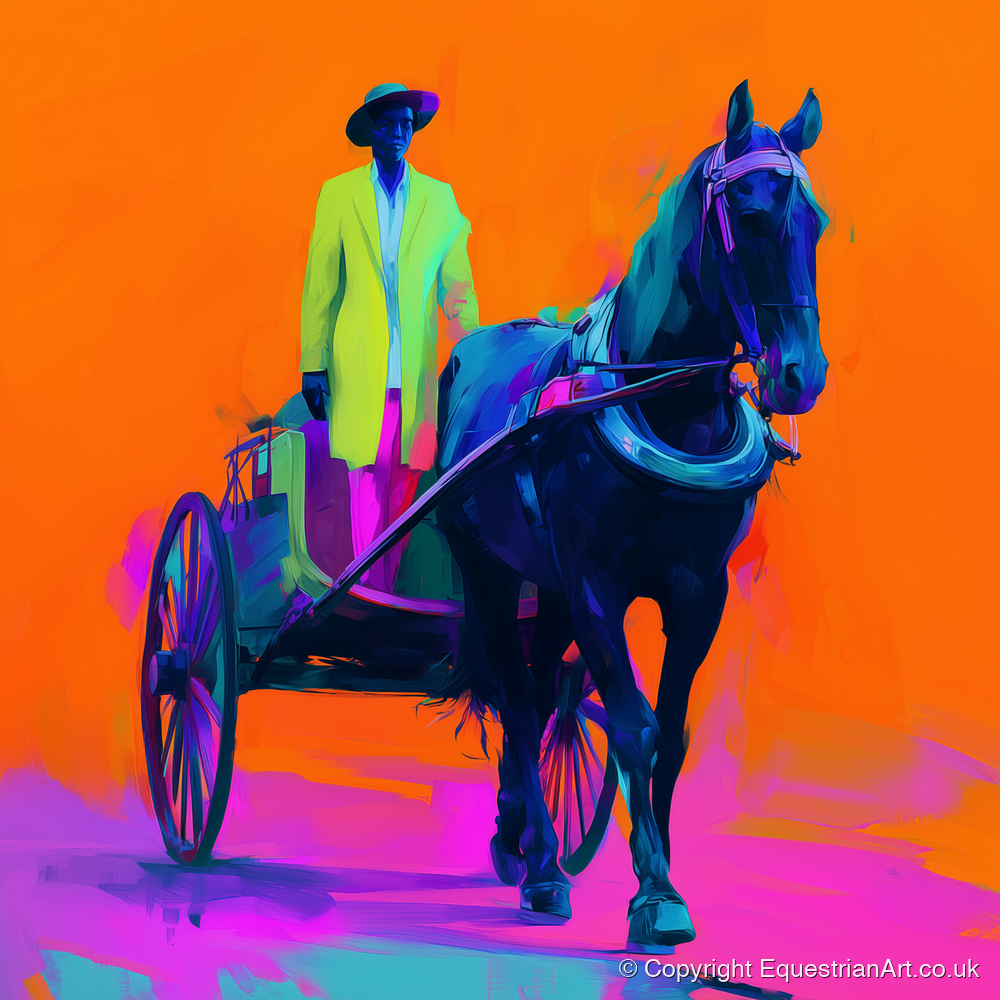 Electric Harness Horse - working horse art print and canvas by Lucian Prescott A.I