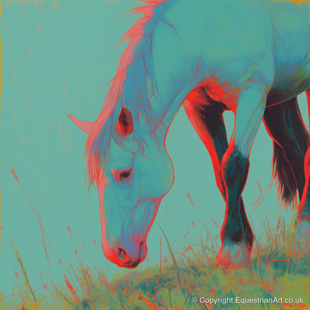 Electric Pasture Portrait - horse portrait art print and canvas by Evelyn Banks A.I