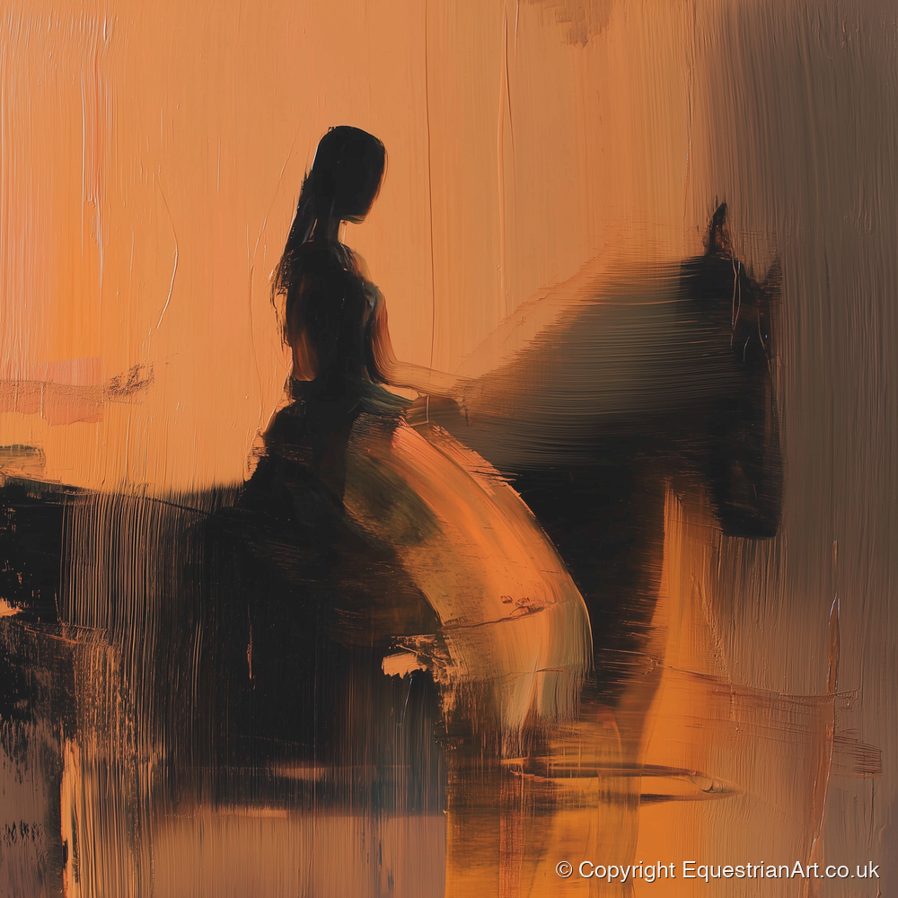 Elegance in Amber - horse & rider art print and canvas by James Yarborough A.I