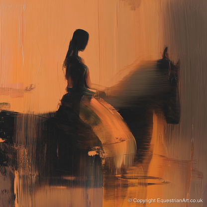 Elegance in Amber - horse & rider art print and canvas by James Yarborough A.I