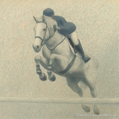 Elegance in Flight - show jumping horse art print and canvas by Arthur Sterling A.I