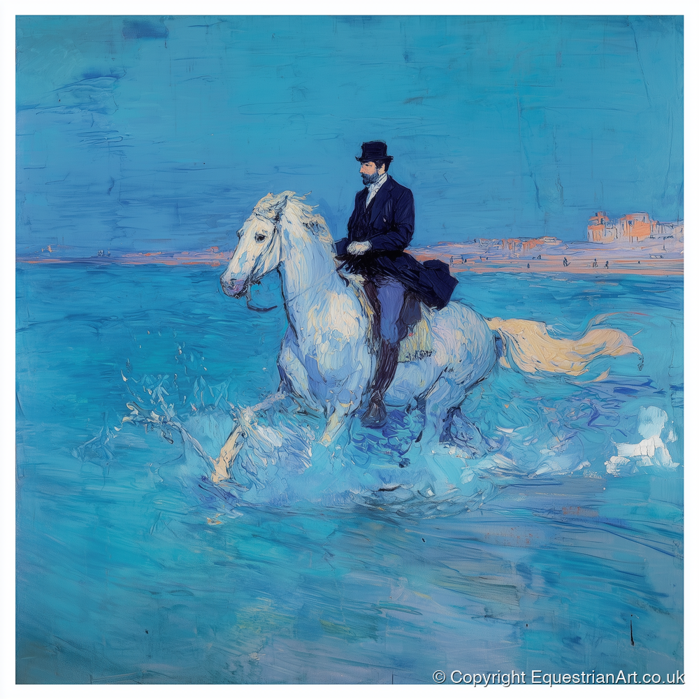 Elegance on the Shore - beach horse art print and canvas by Clement Hughes A.I