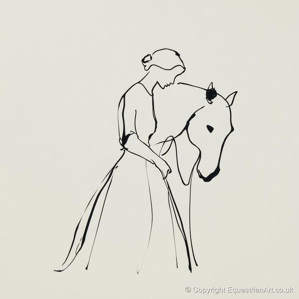Elegant Connection - horse & rider art print and canvas by Penelope Fox A.I