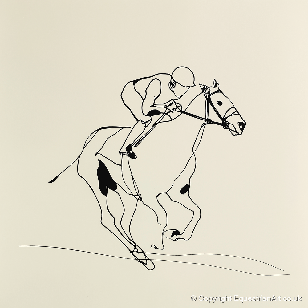 Elegant Racing Lines - racing horse art print and canvas by Penelope Fox A.I